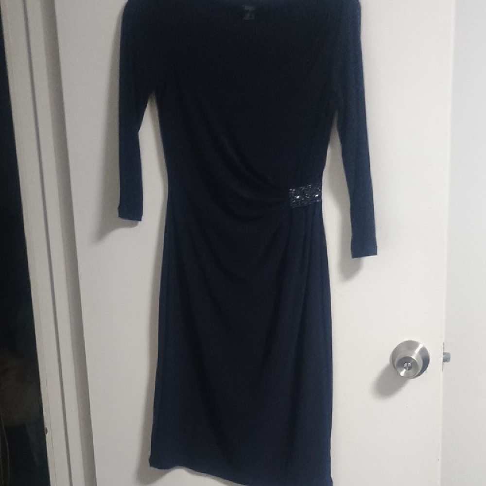 Chaps Dark Blue Long Sleeve Dress